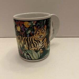 Sue‎ Zipkin Vitromaster Rain Forest 1993 Coffee Cups Mugs Birds & Tigers